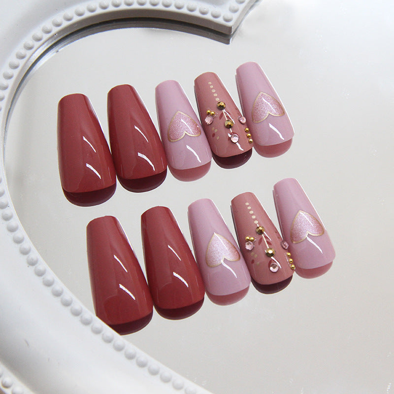 Press on nails faux ongles Nail Art bordeaux