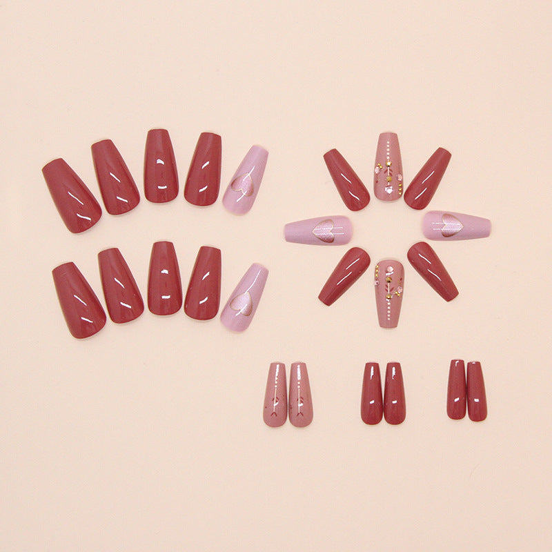 Press on nails faux ongles Nail Art bordeaux