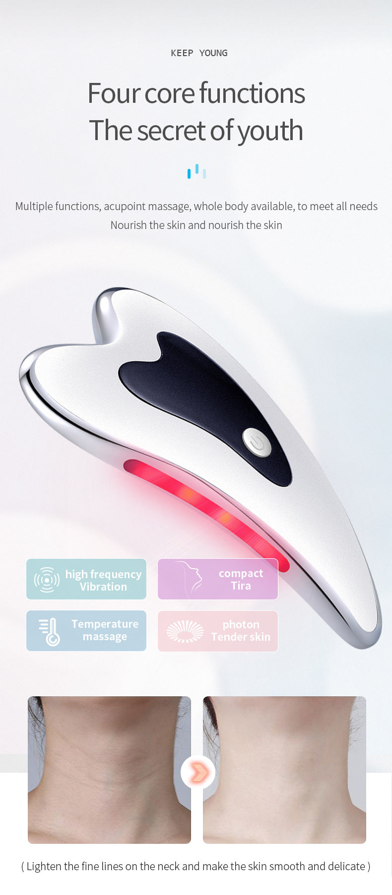 Gua Sha Électrique : Masseur liftant Chauffant visage