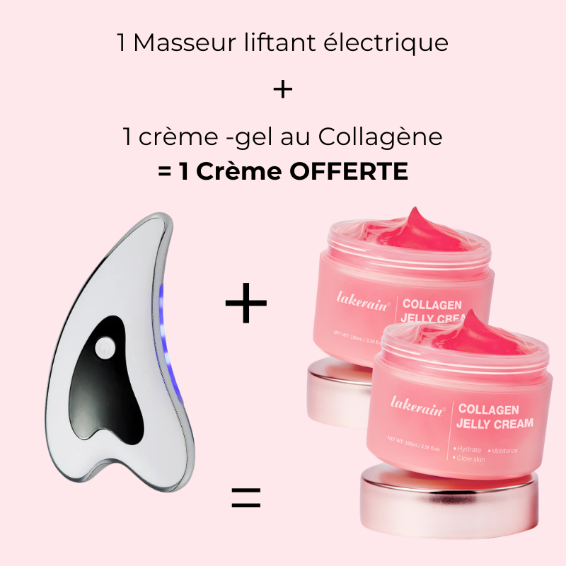 Pack Beauté Ultime : Masseur Liftant Visage + 1 crème Collagène = 1 crème Offerte !