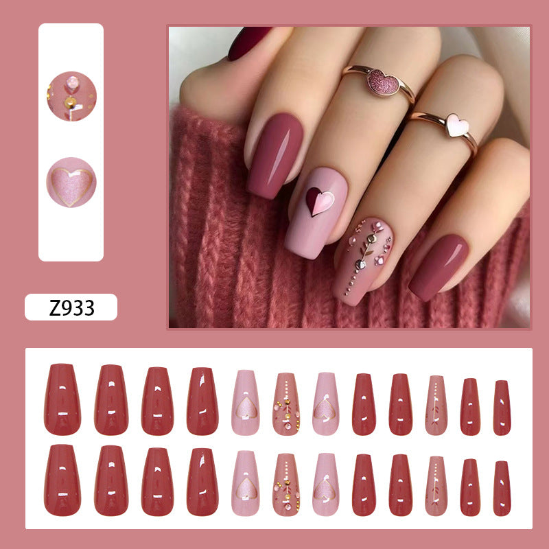 Press on nails faux ongles Nail Art bordeaux